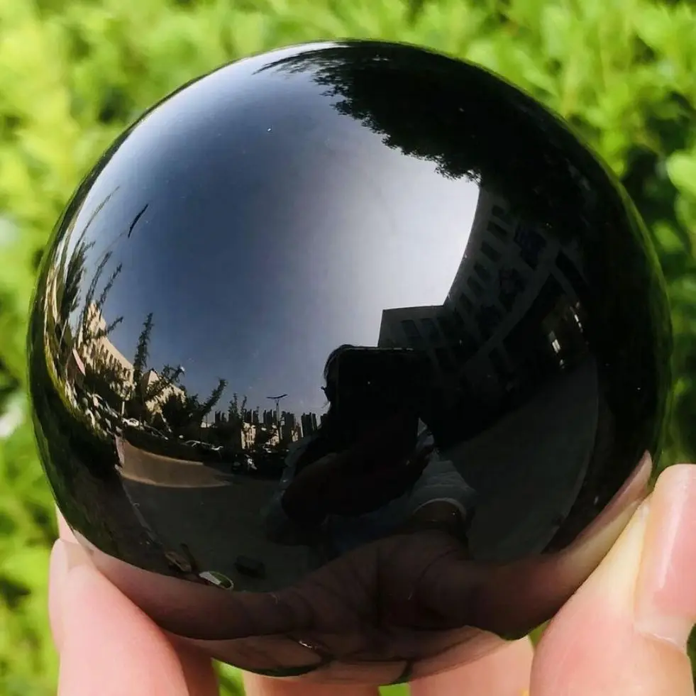 Naturalna Czarna Obsydianowa Kula Kryształ Uzdrowicielski Magiczna Kula Kamienie Reiki Feng Shui Kolekcjonerskie Kule Dekoracja Domu Bez Podstawki