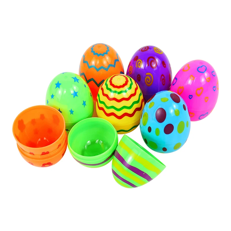 Plastic Fillable Easter Eggs Mix, colorido, feliz Páscoa doces, Chocolate Gift, Toy Box, Festival da Primavera, Decoração do partido, 12pcs