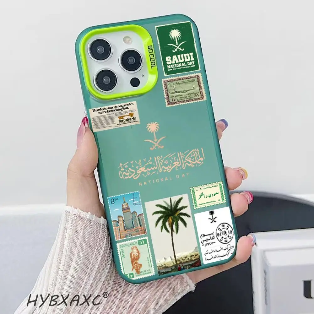 

Saudi Arabia Passport Phone Case Colorful Phone Case FOR IPhone 15 pro max 14 11 12 Pro 15 Plus 13 Pro MAX XR XS Silver Cover
