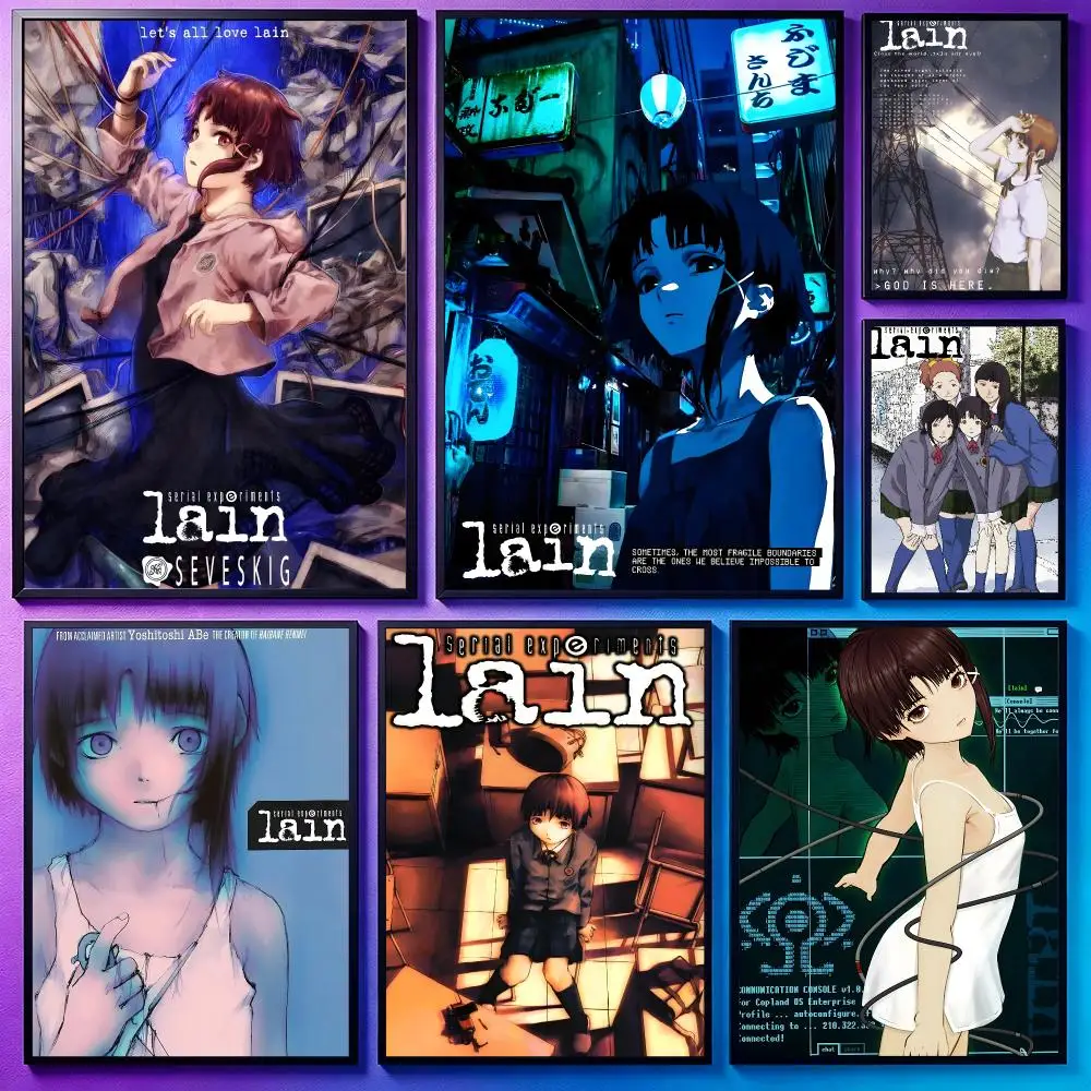 Anime Serial Experiments LainS Poster Poster Sci Fi Cyberpunk HD Self Adhesive Wall Print Futuristic Home Game Room Decor Gift
