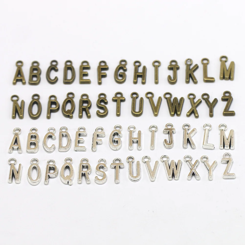 Pendentifs en alliage avec lettres anglaises, 50 pièces, breloques pour collier, Bracelet, boucles d'oreilles, porte-clés, accessoires de collier, DIY