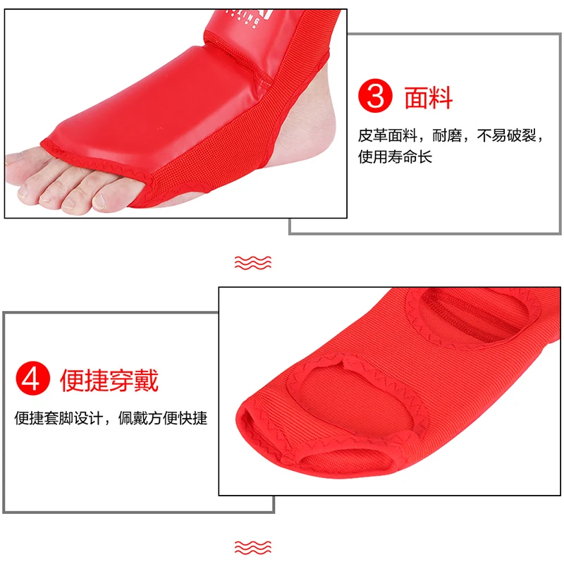 PU Leather Instep Ankle Guard MMA Boxing Muay Thai Foot Guards Feet Protector Martial Arts Wushu Sanda Training Protective Gear