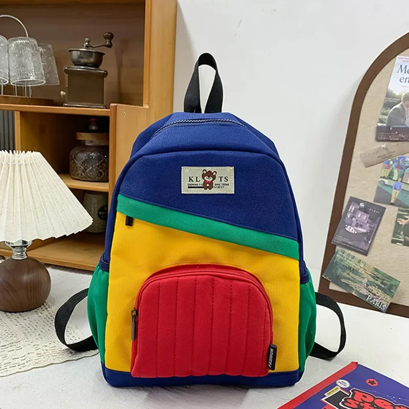 Sacs d'école patchwork colorés pour enfants, sacs à dos pour élèves du primaire, design de mode pour garçons et filles, grande capacité