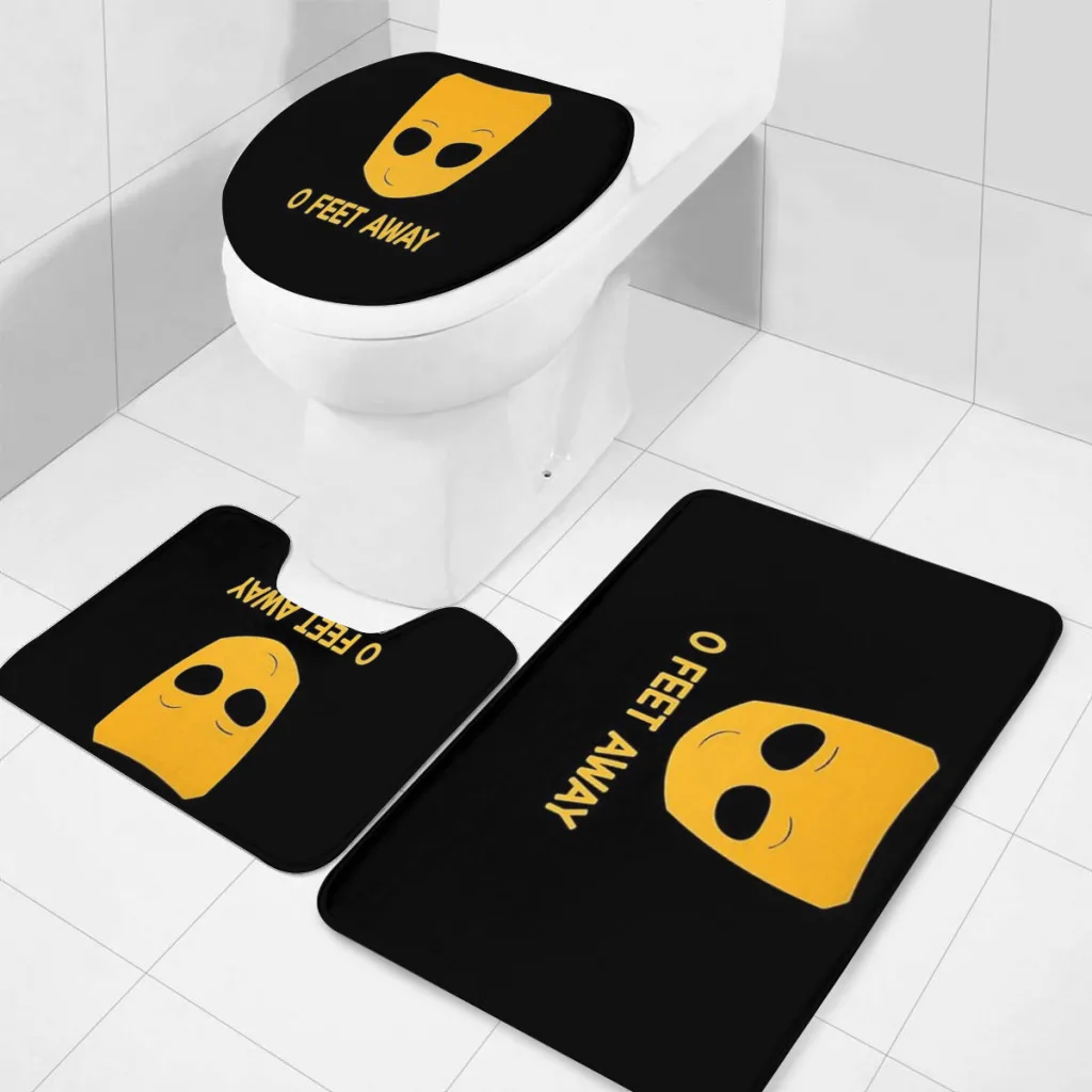 3 Pieces Bathroom Rug Set (Toilet Mat,Carpet) Grindr zero - O feet away Durable Ultra Soft Non-Slip Washable Absorbent