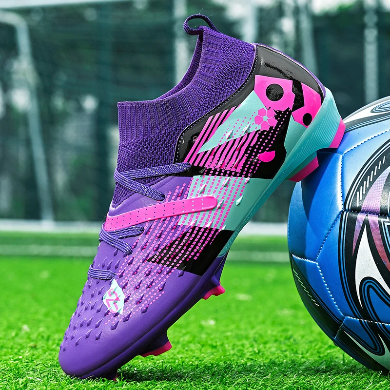 

Men Women Soccer Shoes Turf Comfortable Football Flats Non-Slip Futsal Sneakers Grass FG Cleats Outdoor Football Spiked Shoes