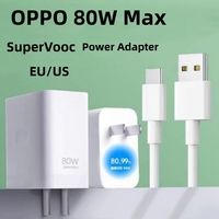 Original 80W For OPPO Super VOOC EU/US Fast Charger Adapter 1M USB Type C Cable For OPPO Find N2 X5 X6 X3 Reno 12 10X 9 8 Pro