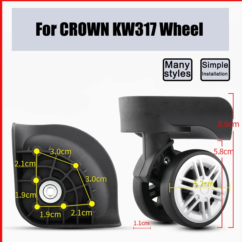 

Suitable For CROWN KW317 Universal Wheel Replacement Suitcase Smooth Silent Shock Absorbing Wheel Accessories Wheels Casters