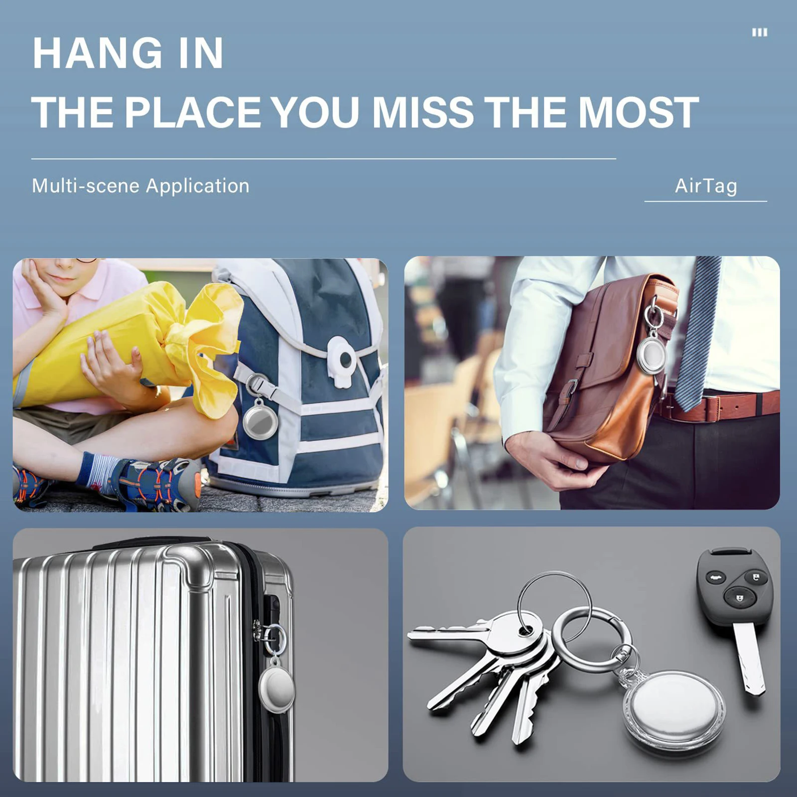 Airtag Waterproof Case Transparent TPU Case Airtag Holder Anti Lost Keychain For Luggage Backpack Kids Pet Collar Key Tracker