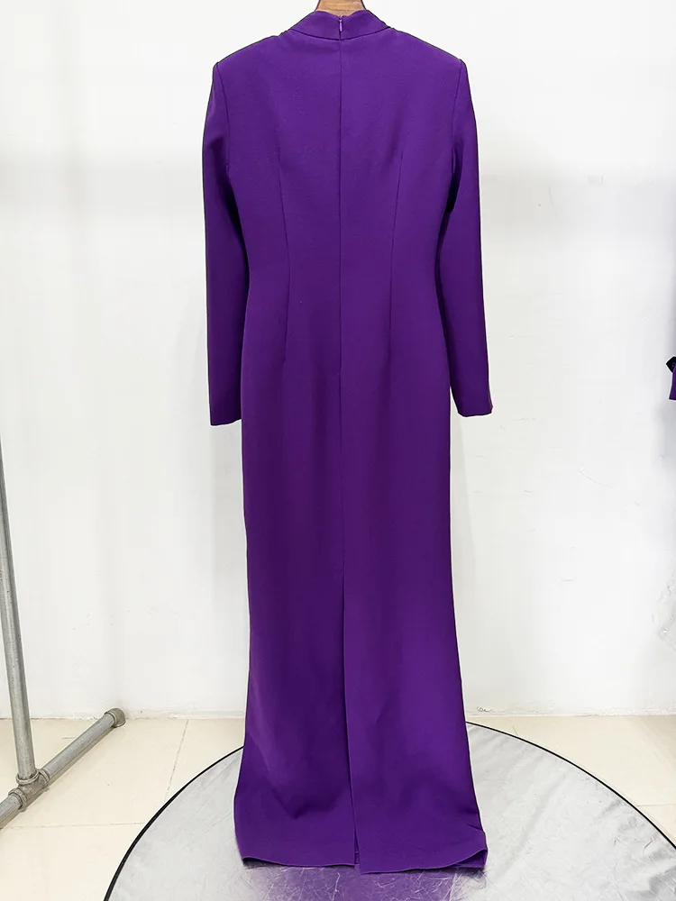 HIGH QUALITY Evening Dresses Newest 2026 Designer Fashion Women's Elegant Spliced Mesh Beaded Long Sleeve Maxi Long Dress