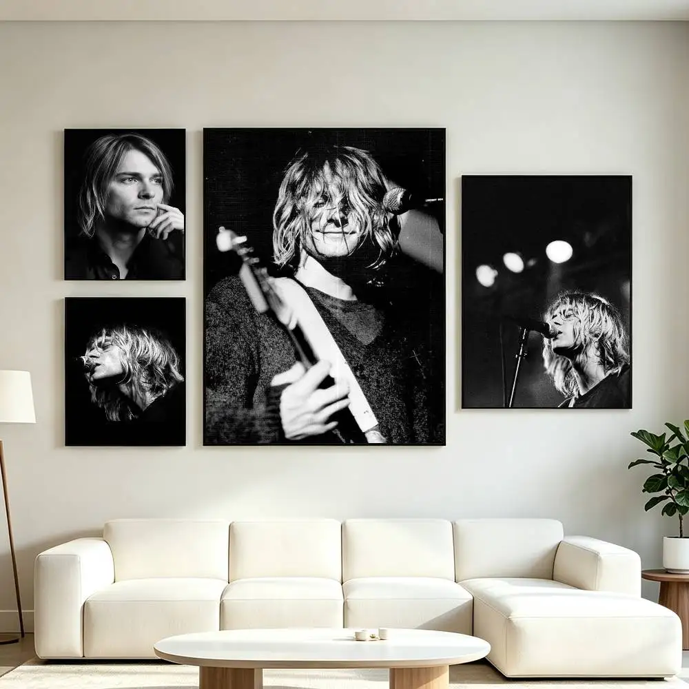 N-Nirvana Frontman Kurt Cobain Poster High Quality Dorm Living Room Aesthetic Wall Decoration Painting Stickers Gift