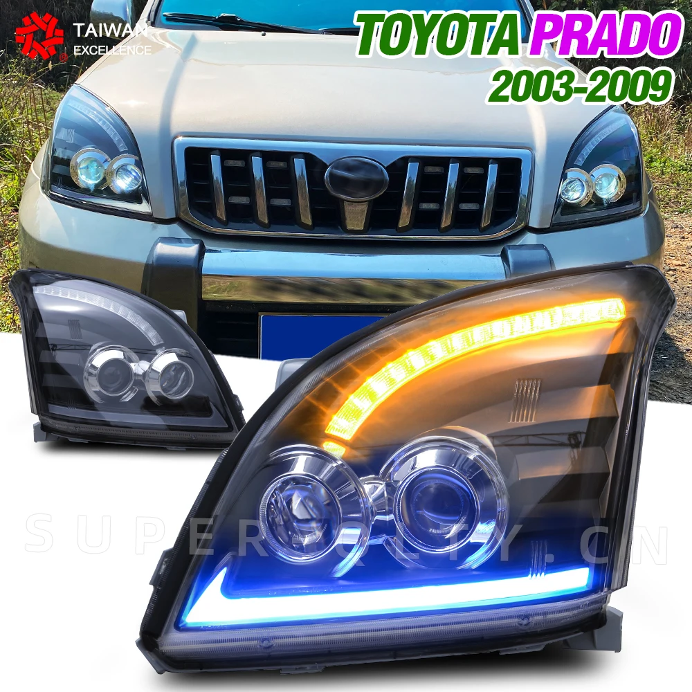 Eagle Eyes 2 PCS Car Headlights For Toyota PRADO 2003-2009 LED Light For The Whole Series With Daytime Running Light