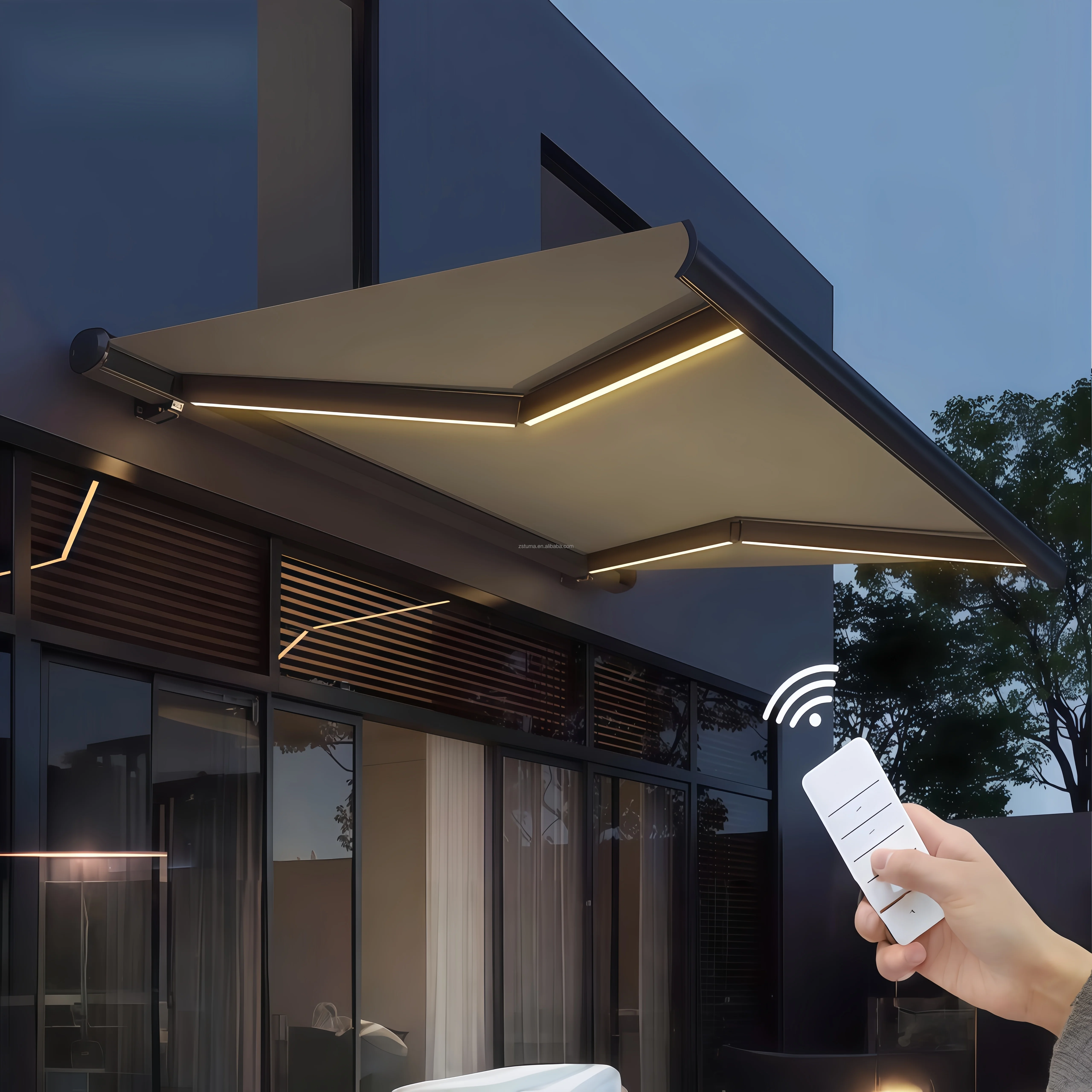 High Quality Customized Retractable Aluminum Awning Full Cassette Design Remote Control Modern Style Waterproof UV Protection