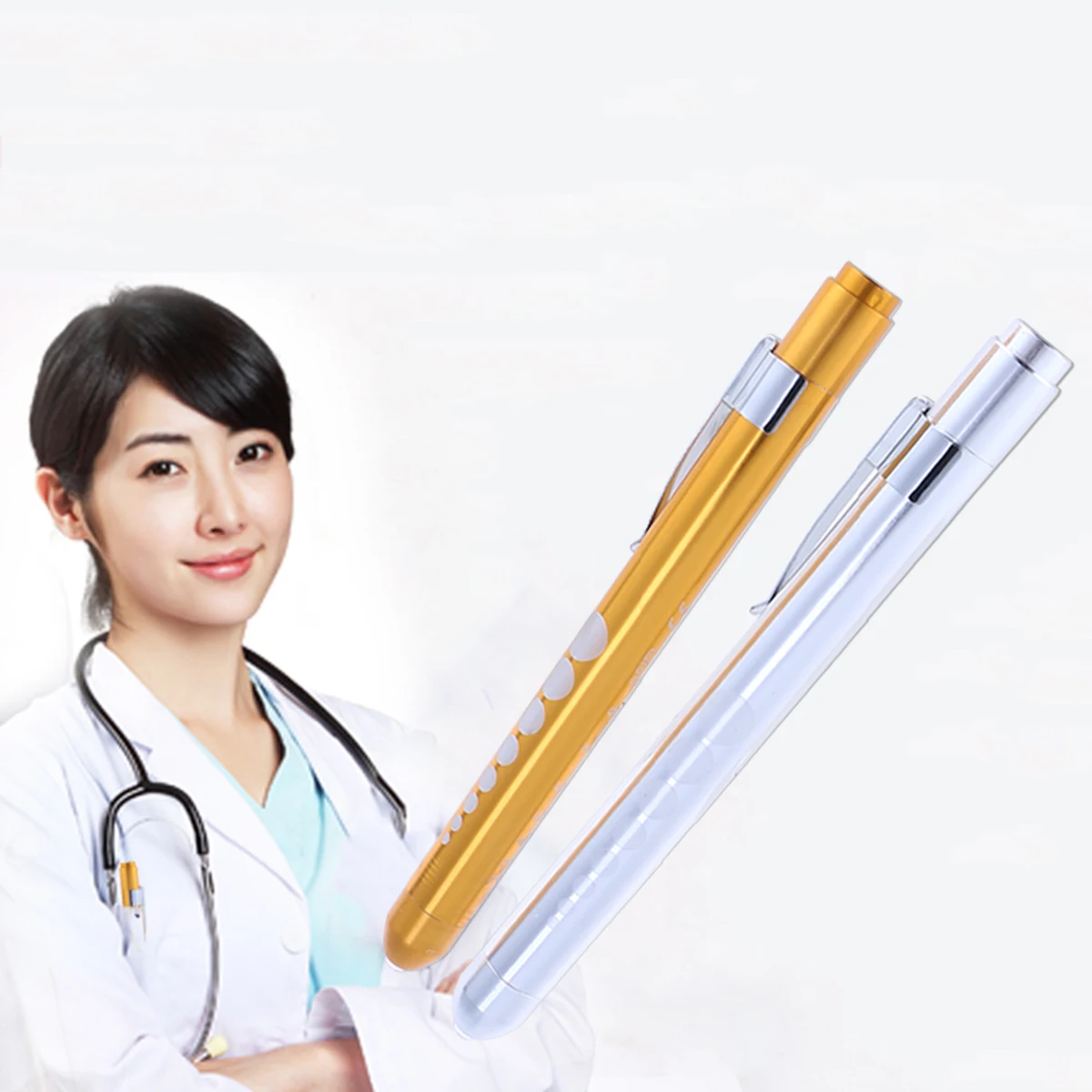 2 Pcs Pupil Pen Light for Nurses Medical Nursing with Gauge Accessories Work LED Flashlight