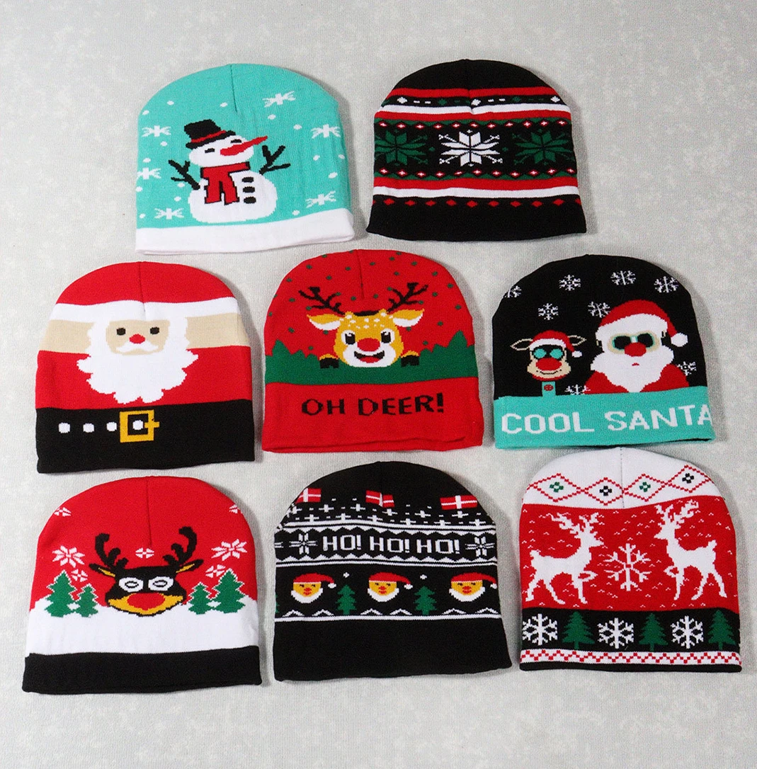 Christmas knitted hat warm and windproof in stock needle suitable for both boys and girls casual atmosphere woolen hat