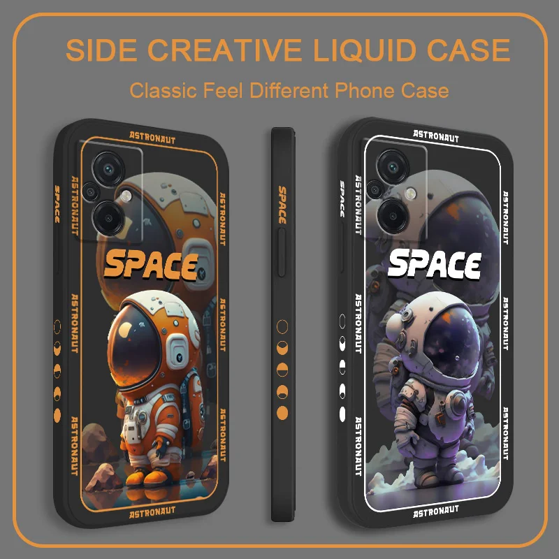 Space Astronaut Phone Case For Xiaomi Poco M6 X6 F6 M5 M5S X5 F5 F4 X4 M4 F3 X3 M3 F2 X2 Pro C40 4G 5G GT Liquid Silicone Cover