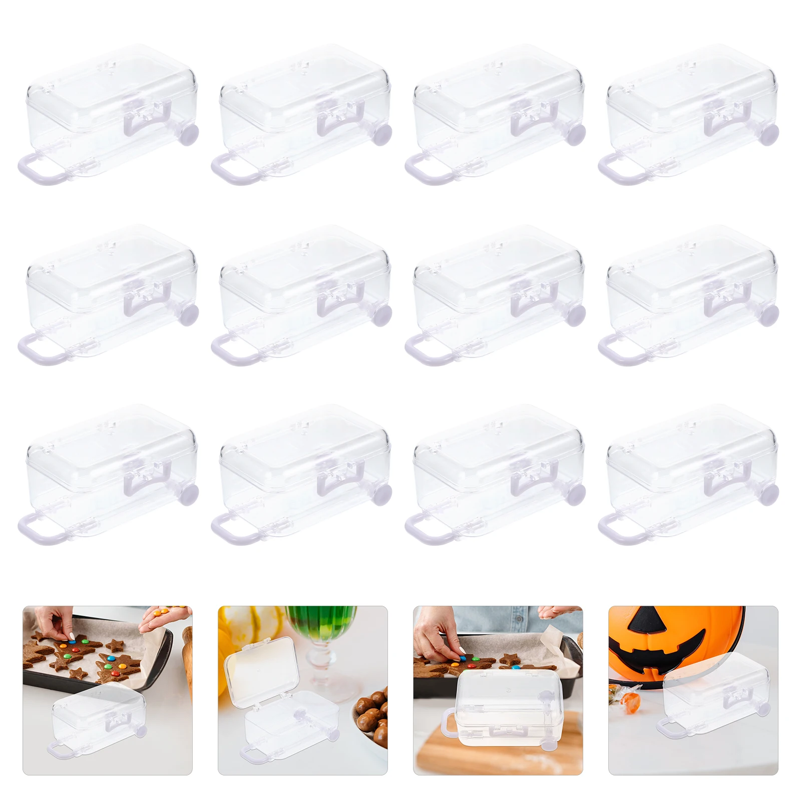 

12 Pcs Suitcase for Girls Candy Box Travel Party Decorations Themed Gift White Mini Card Holder Bride