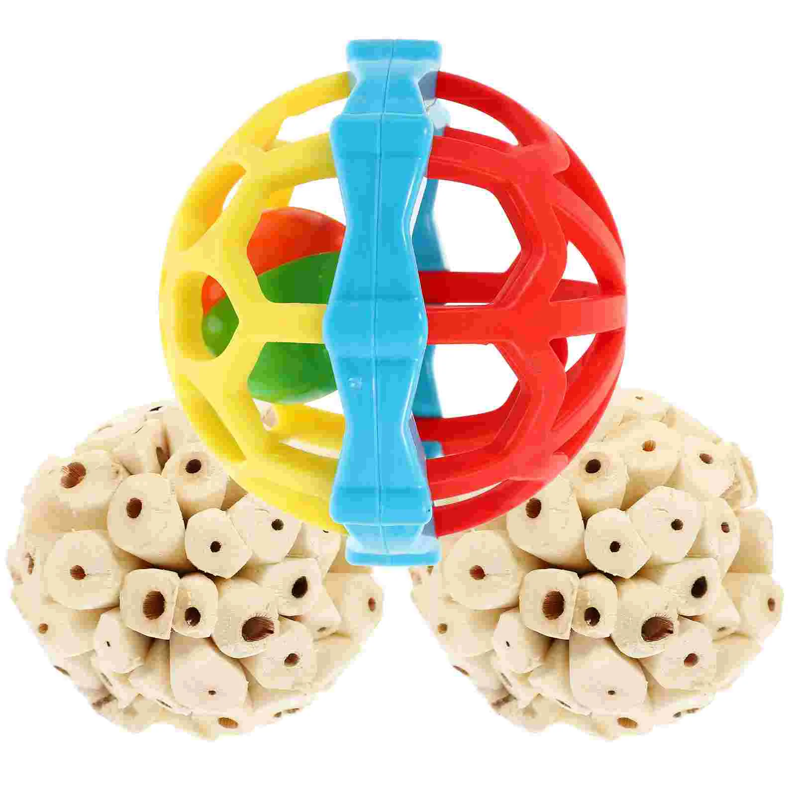 

3 Pcs Bird Toy Ball Foraging Toys Chew Edible Training Plant Cage Balls Conures Rubber