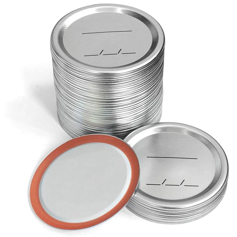 Canning Lids Wide Mouth For Ball/Kerr Jars, Split-Type Metal Jar Lids With Silicone Seals, Silver, 120 Count