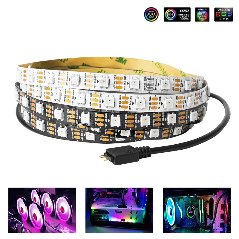 WS2812B adresowalna cyfrowa taśma Led do komputera MSI 1m 60 Leds ASUS Aura SYNC AORUS RGB2.0 3-pinowa dodaj nagłówek na płycie głównej 5V