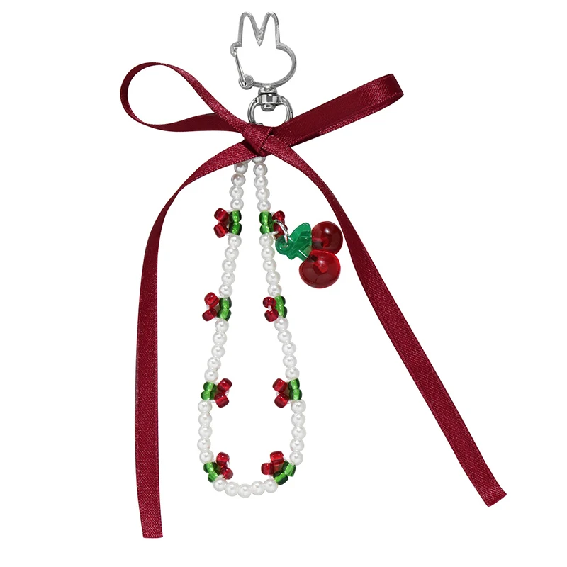 

Креативный Y2K модный искусственный жемчуг, вишневый бант, сумка, очаровательный брелок, милая милая цепочка для мобильного телефона, украшение для рюкзака