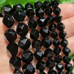 Natural Black Agates Stone Beads Faceted Loose Spacer Bead Diy Handmade Bracelet for Jewelry Making Accessories 15'' 6 8 10mm