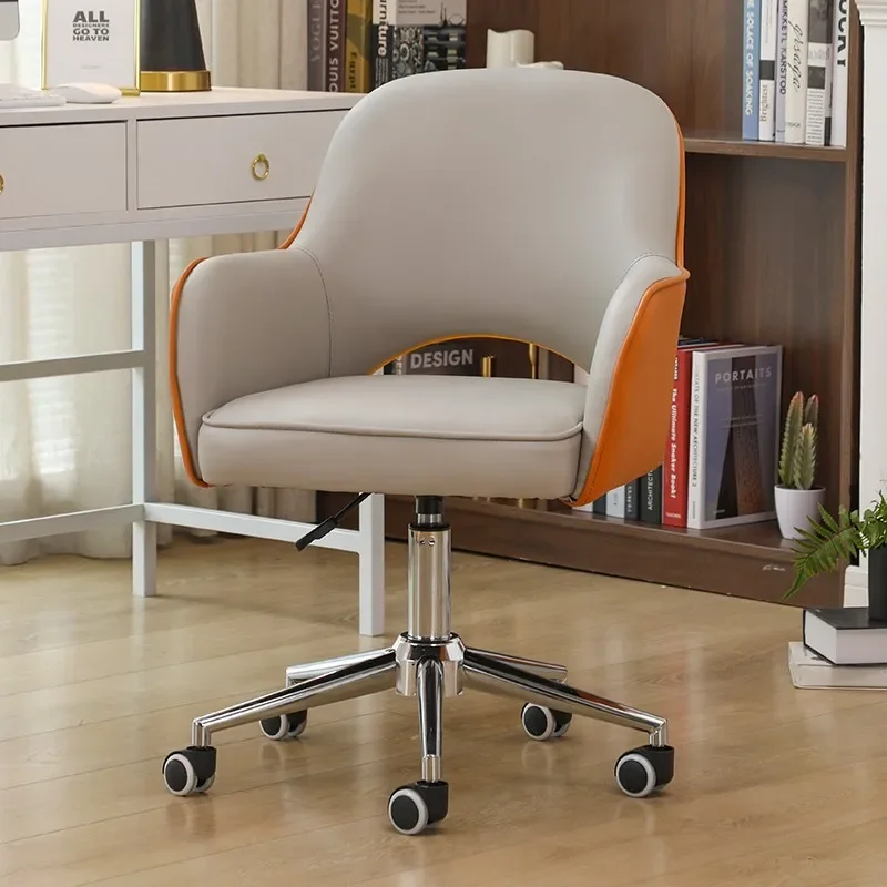 

Minimalist Office Chair Rotation PU Leather Metal Leg Rotation Nordic Computer Office Chair Silla Gamer Office Furniture Soft