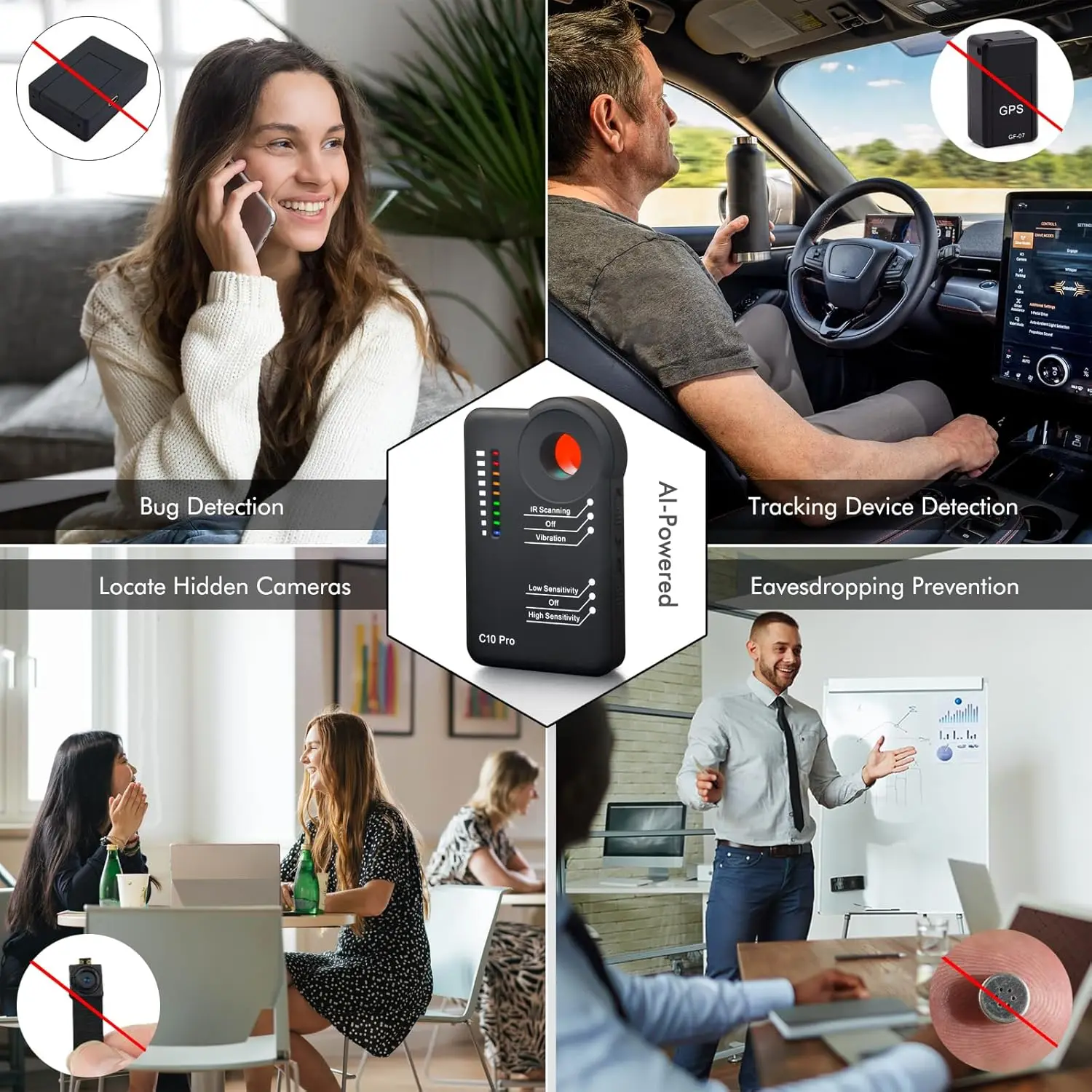 Kamera Detektor Bug RF Signal Finder GPS Tracker Scanner Abhörgerät Anti-Candid Anti-Abhören Tragbare für Hotel