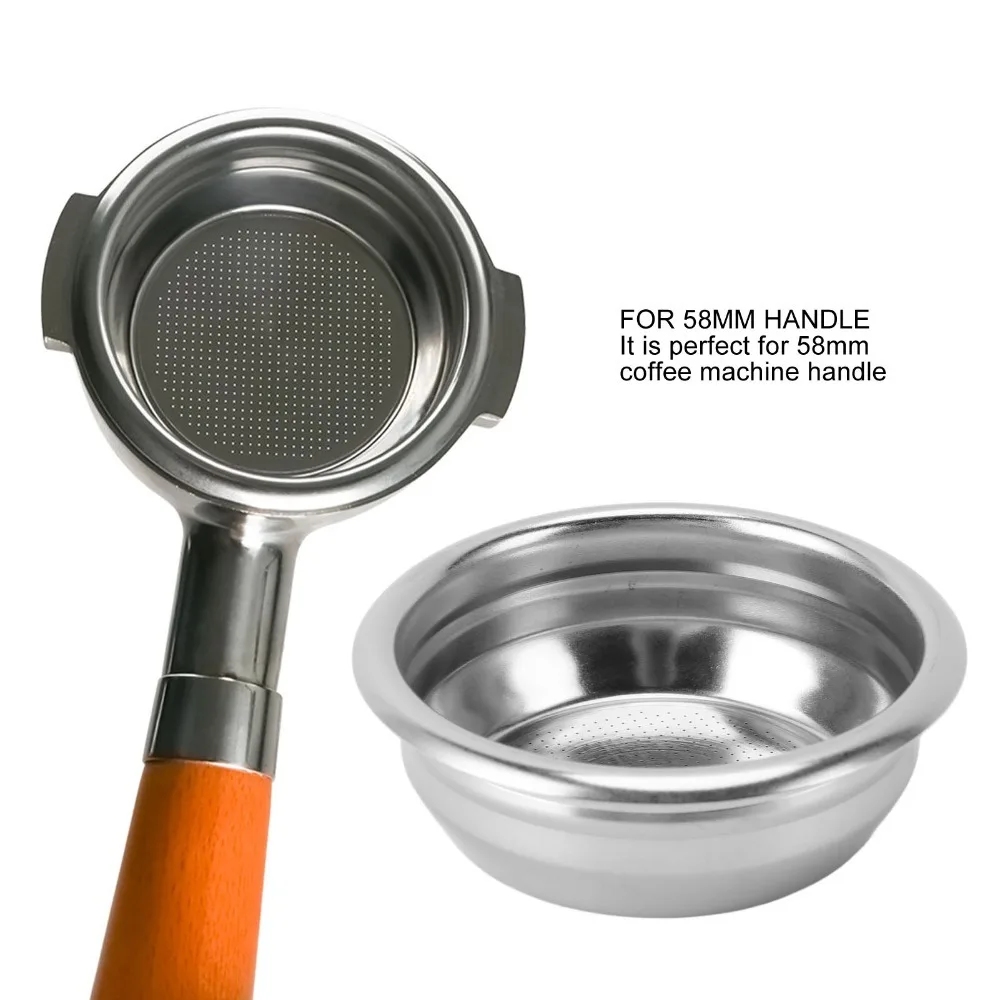 2pcs set Stainless Steel Coffee Portafilter Basket 58mm Single Layer Structure Coffee Filter Basket 2 Cups Capacity