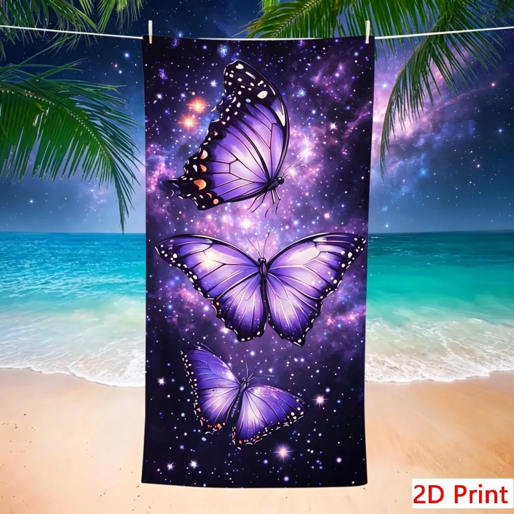 Oversized Starry Butterfly Beach Towel Large Galaxy Bath Towel Microfiber Quick Dry Swim Blanket Aesthetic Universe Pool Mat XL