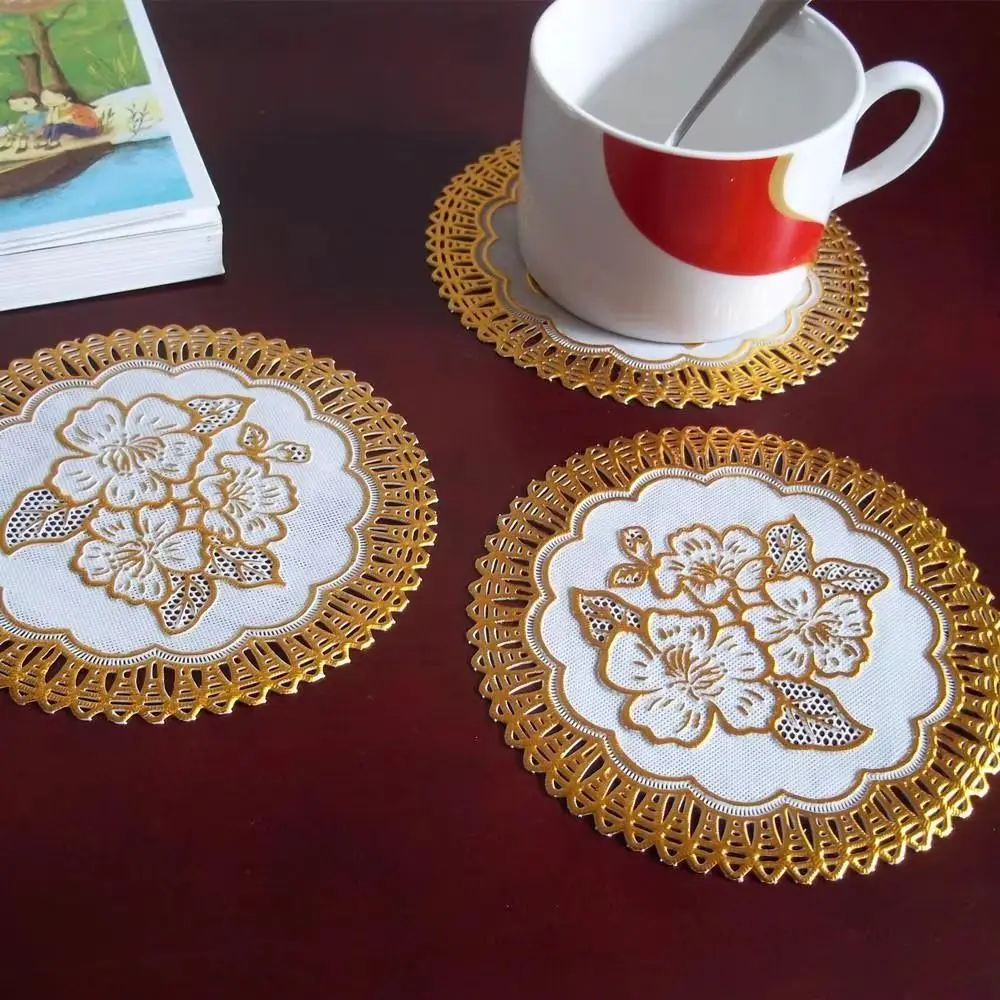 New DIY Round Lace Mat Wear-Resistant Gold Cake Mat Craft Kitchen Tools Wedding Birthday Party Table