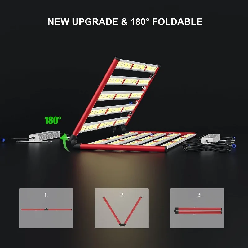 AGLEX 1000W LED Grow Lights, Full Spectrum Grow Light with UV IR, Daisy Chain Plant Bar Style Grow Light Foldable & Dimmable