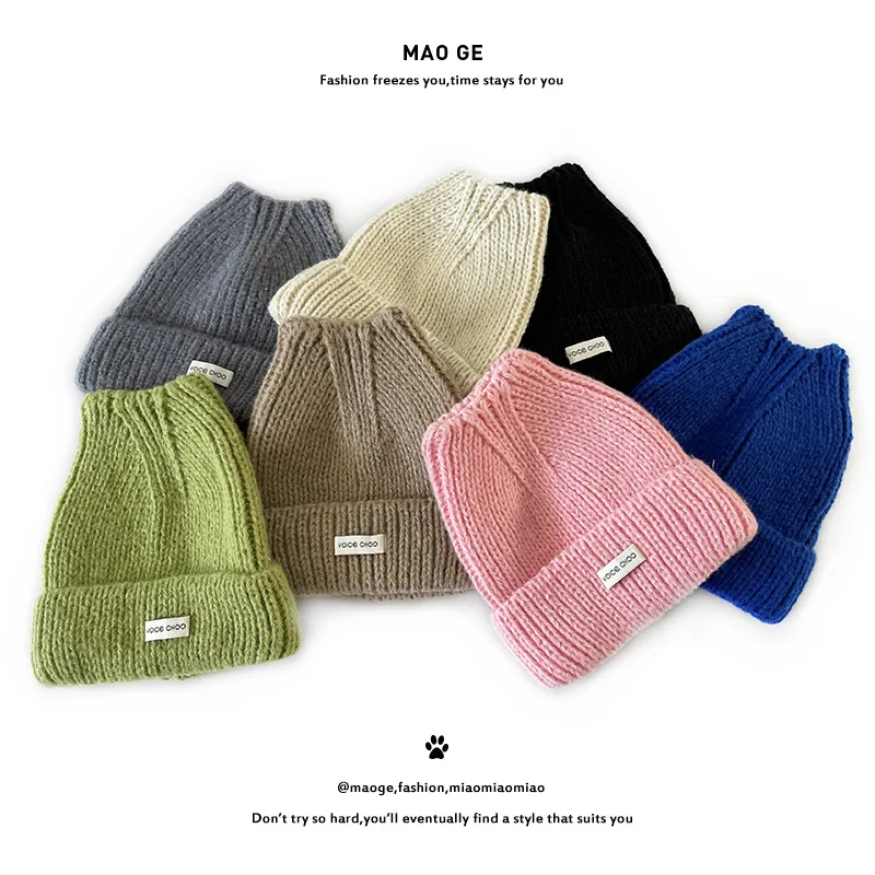 1 Piece Fashion Warm Kids Boy Girl Beanie Simplicity Candy Color Crochet Bonnet for Toddler Autumn Winter Knitted Warm Hat