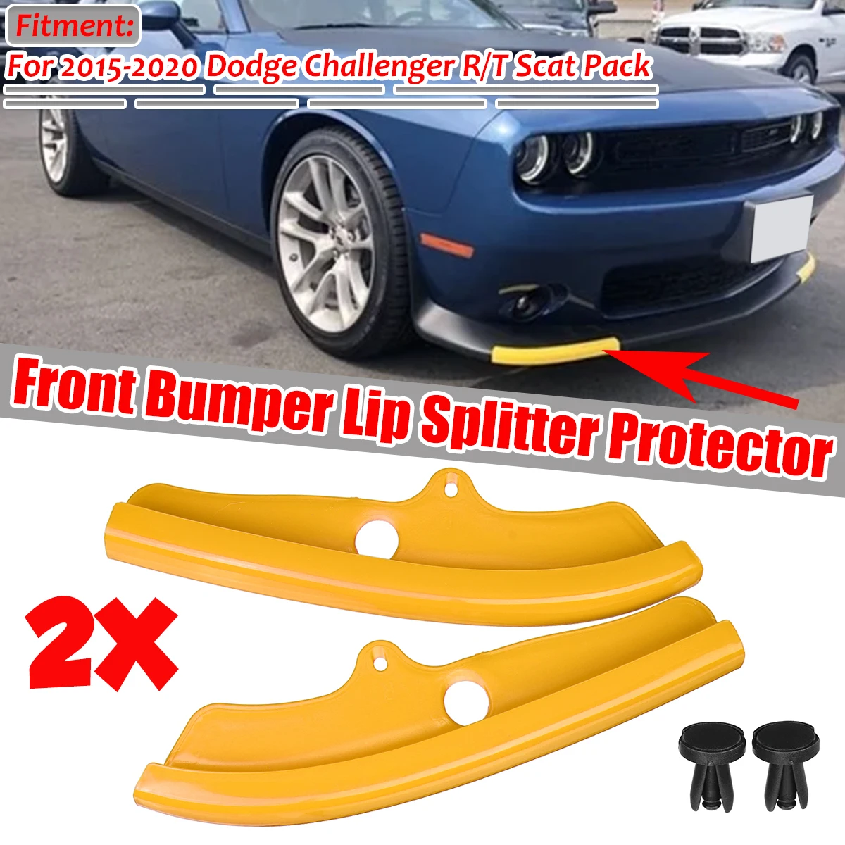 

2Pcs Car Front Bumper Lip Splitter Protector Spoiler Diffuser For Dodge Challenger R/T Scat Pack 2015 2016 2017 2018 2019 2020