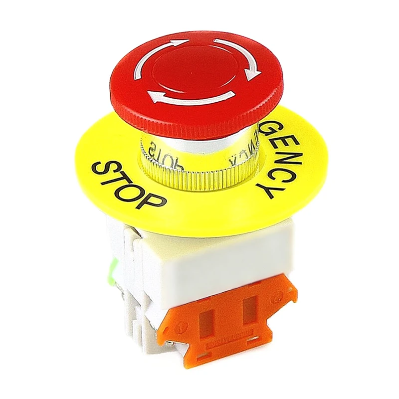 LAY37-11ZS Mushroom Emergency Stop Connector, Plastic Housing Red Head 1NO+1NC AC660V 10A Latching Push Button