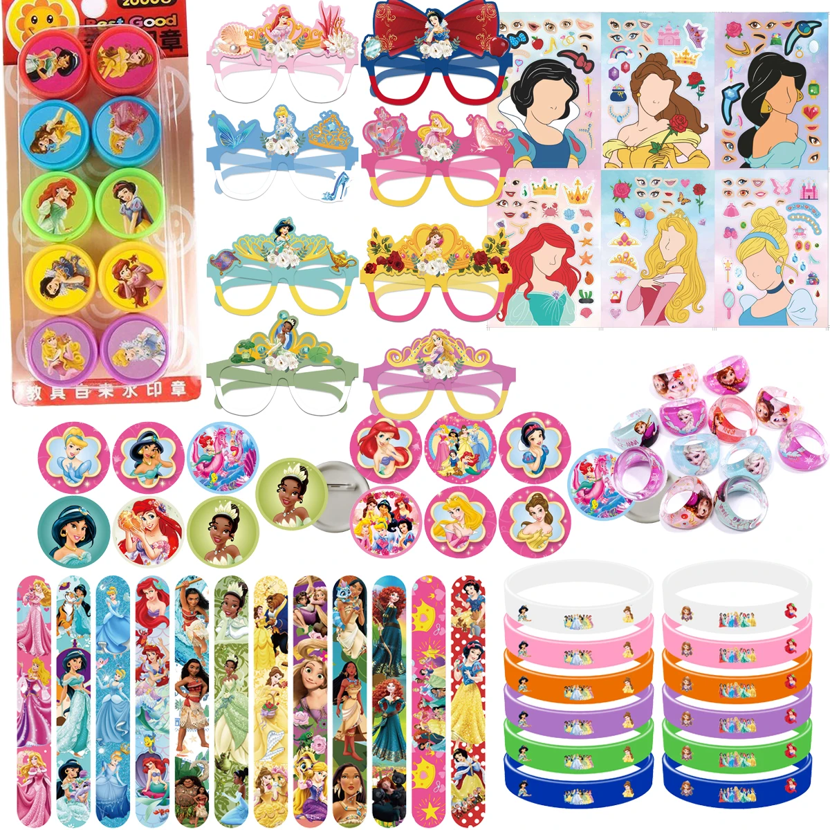 Miniso Disney Princess Party Favors Frozen Moana Party Souvenir Slap Bracelets Stamps Stickers Gift Bag Goody Bag Pinata Fillers