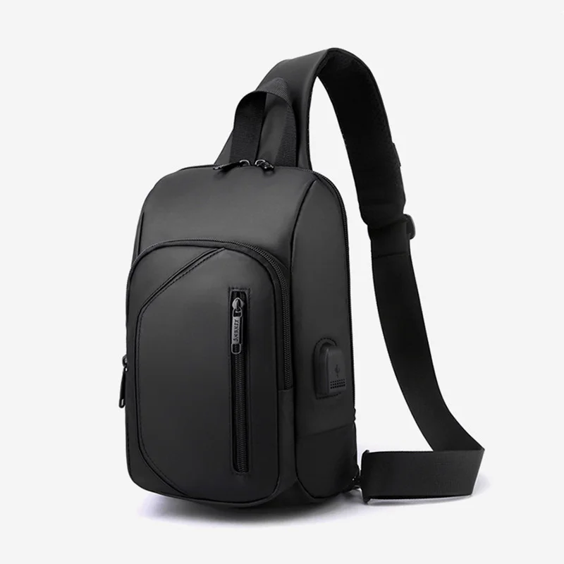 Men's Waterproof USB Oxford Crossbody Bag  Chest Bag for Male Sport Shoulder Sling Bag Multifunction Short Travel Messenger Pack