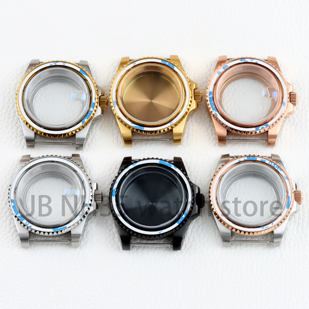 

Black/Silver 40mm Watch Case Solid 316L Stainless Steel Sapphire Glass for GMT SUB 28.5mm Dial NH34 NH35 NH36 NH38 Movement