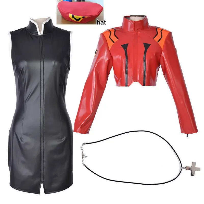 Anime Katsuragi Misato Leather Coat Cosplay Costume Hoodie Jacket Custom Made