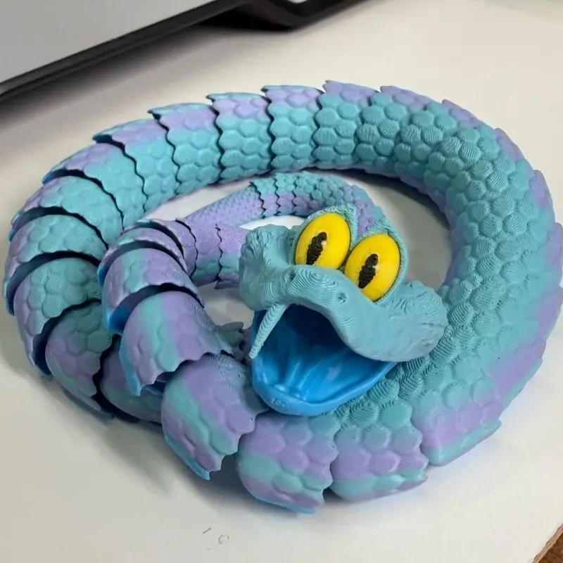 60cm Crazy Animals 3D Printed Snake Action Figure Flexible Joint Movable Simulation Gary Snake Model Toy Kids Christmas Gift
