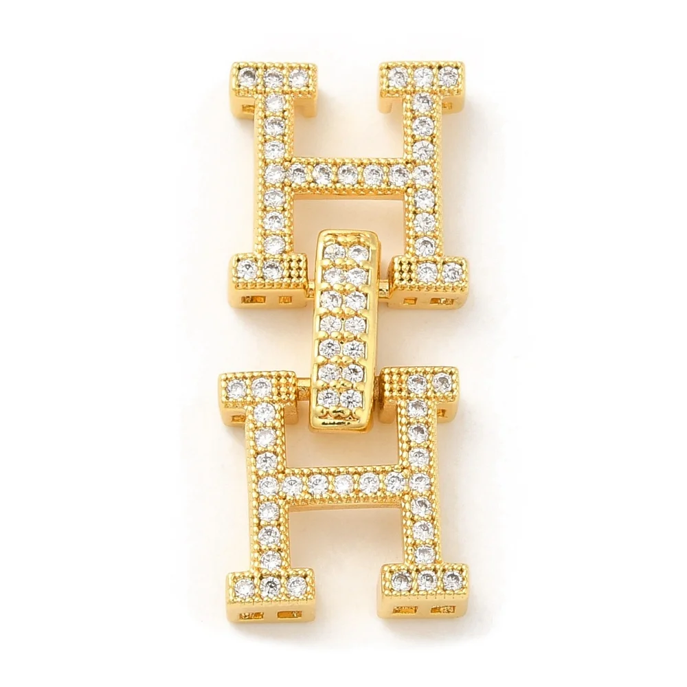 

5Pcs Letter H Brass Fold Over Clasps Micro Cubic Zirconia Zirconia Extender Clasp for DIY Bracelet Necklace Jewelry Converter