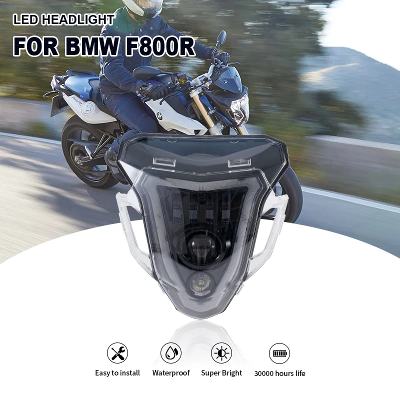 LED Headlight with Halo DRL for BMW F800R 2015-2019