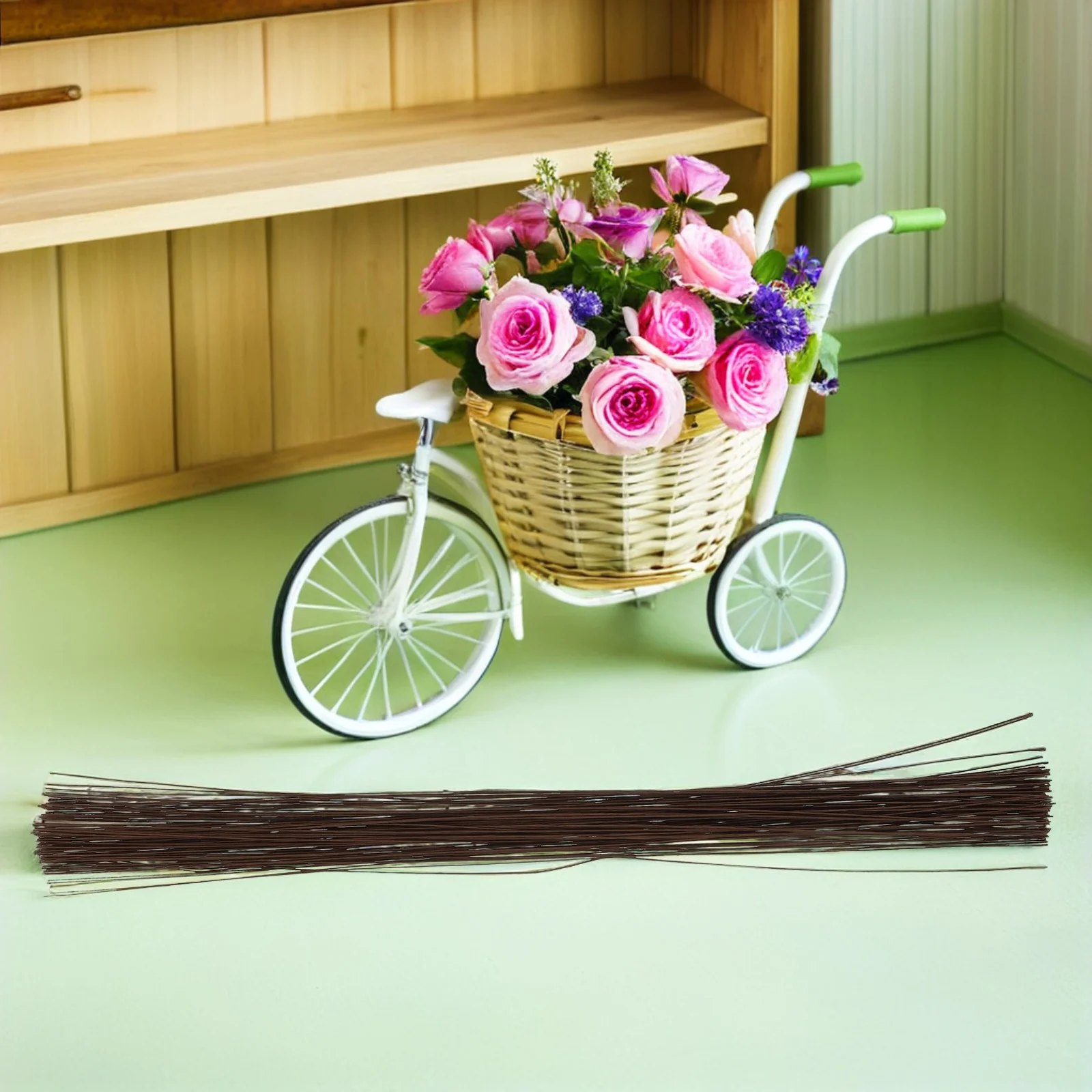 100 Uds. Alambre de hierro envuelto en papel, alambre de tallo Floral de 0,55 Mm para arreglos florales, soporte flexible, suministros para hacer coronas artesanales