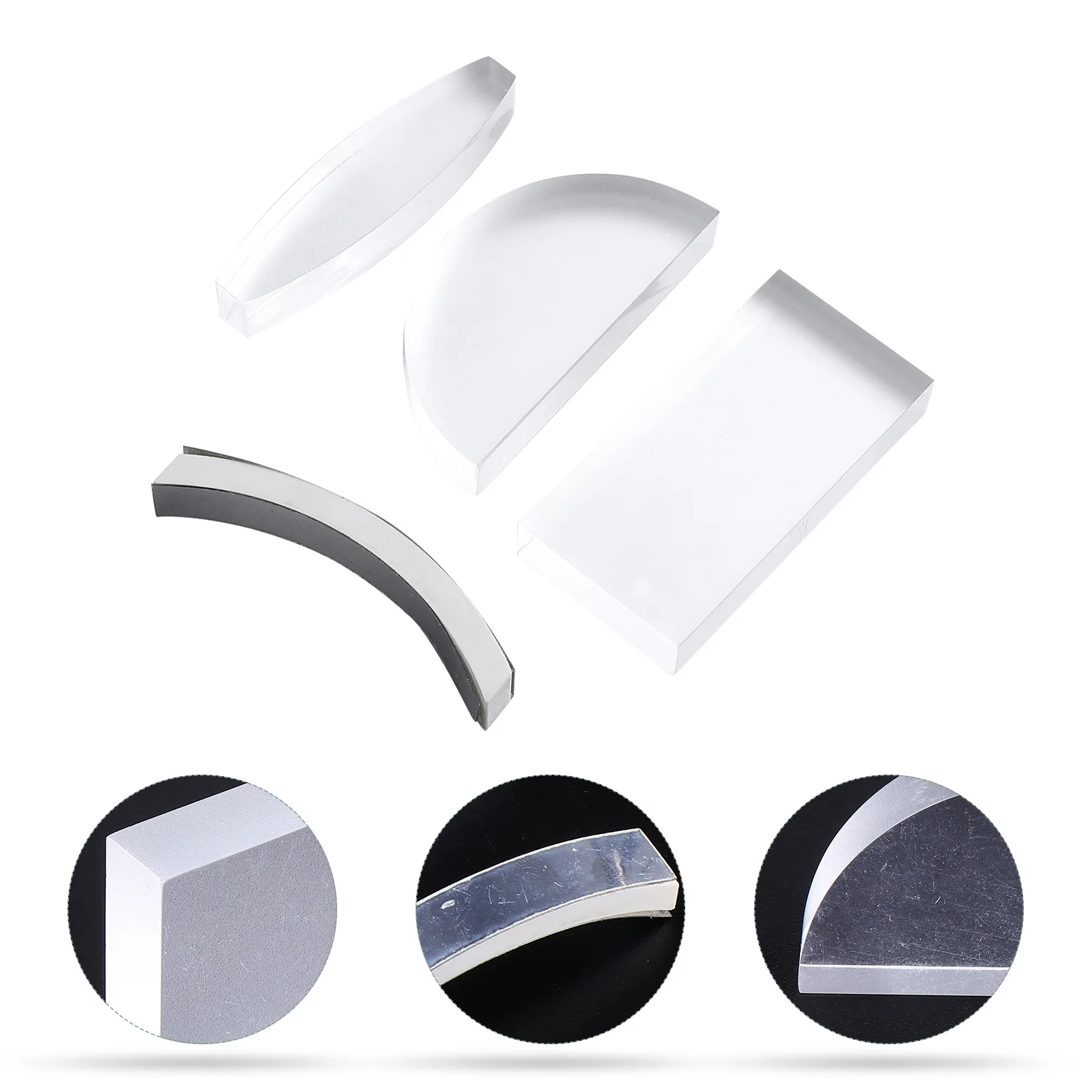 

4pcs Optical Glass Lens Physics Light Teaching Educational Glass Lens Optically Worked Glass Lens