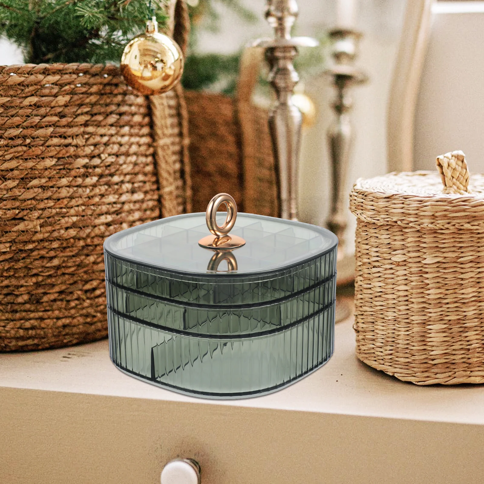 

Transparent Jewelry Box 3-Layer Stackable Organizer Clear Storage Case For Earrings Rings Accessories Compartment