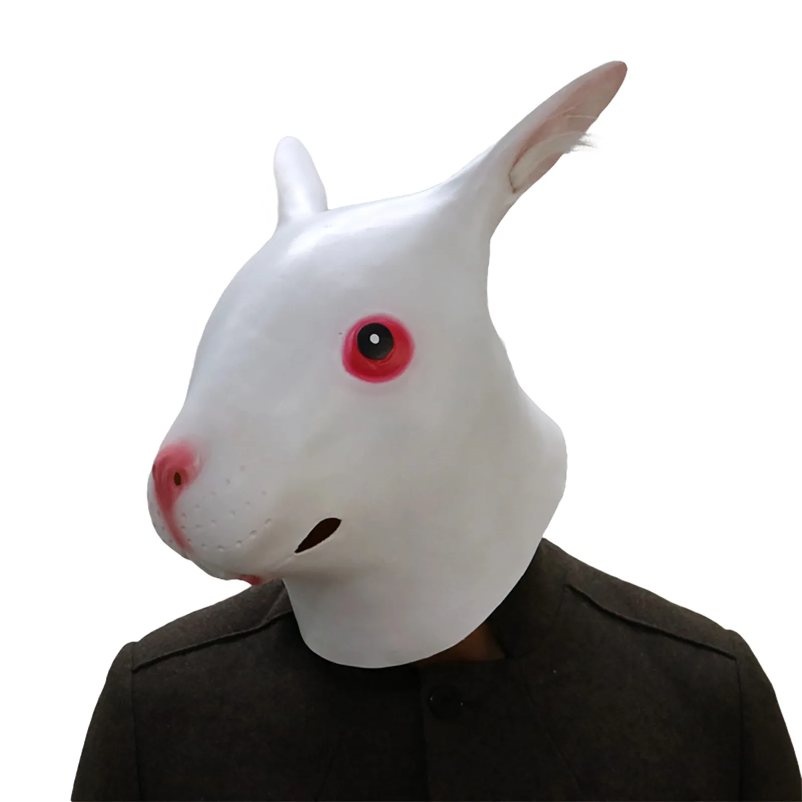 Maska na całą twarz biały królik maska na Halloween boże narodzenie Bar bal przebierańców maski rekwizyty do cosplay Halloween przerażająca maska