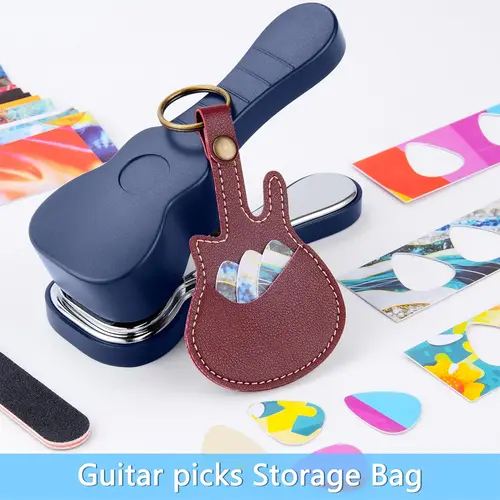 Imagen 2 del producto Kit de punzón para púas de guitarra, 15 tiras de púas variadas, herramienta para hacer bricolaje para púas de guitarra medianas, regalo único para amantes de la guitarra y estudio en casa