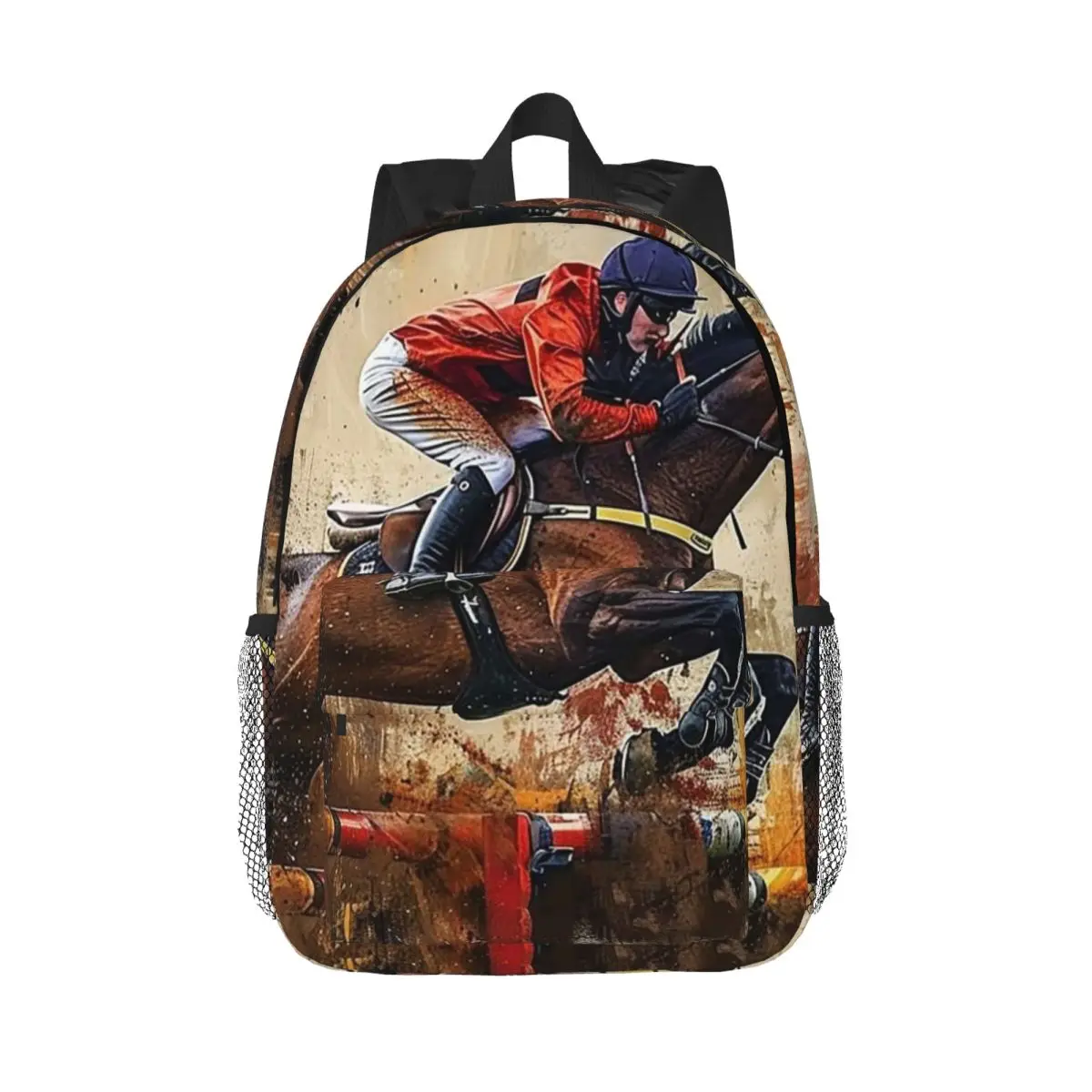 Vibrant Equestrian Horse Racing Backpack Daypack Large Capacity Boys Girls BookBag Shoulder Bags for Unisex Children School Bag