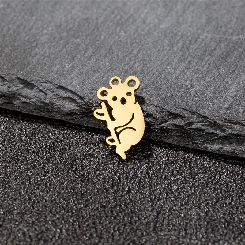 5pc/lot Cute Cat Tiger Rabbit Pendant Women Cartoon Stainless Steel Animal DIY Jewelry Making Koala Charm Necklace Accessories view 5