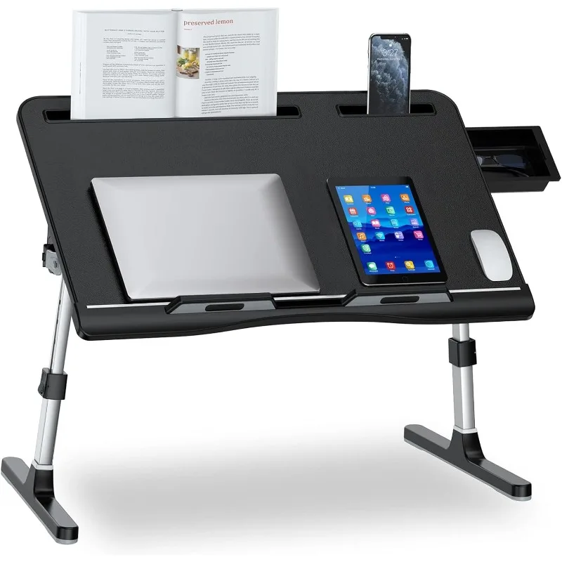 

Laptop Bed Desk, X-Large Leather Adjustable Computer Bed Table Tray, Foldable Laptop Lap Desk