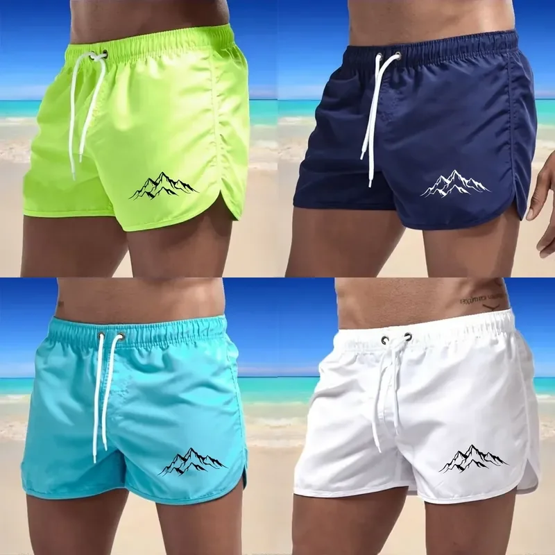 Men's Quick-Drying Beach Trunks for Swimming Surfing Gym and Outdoor Activities Featuring Drawstring Waist and Ventilated